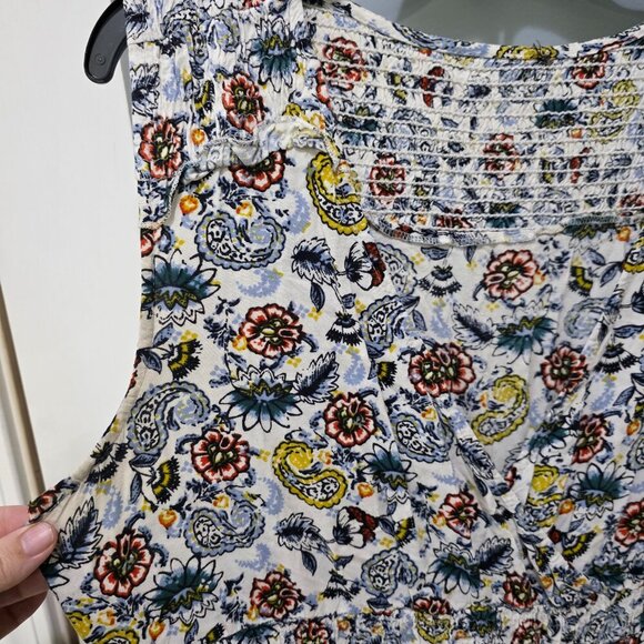 Floral Sleeveless Midi Dress Lightweight V-Neck Tiered Ruffle Hem Boho - Picture 6 of 8